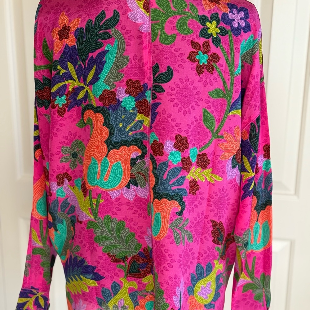 Johnny Was Martijn Shirt Fuschia and green-Size Medium - Picture 9 of 12